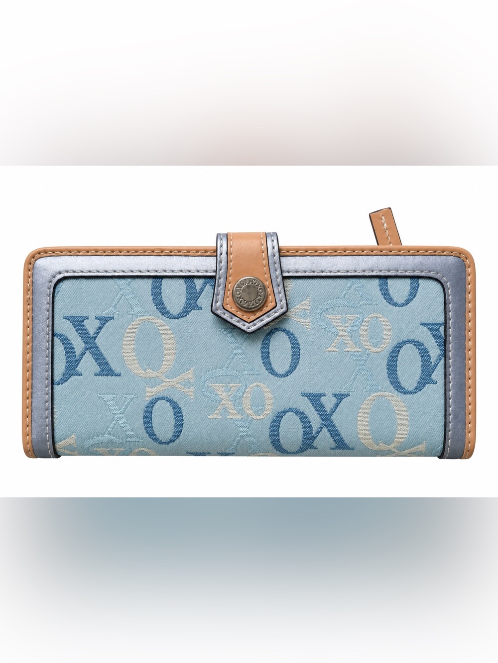Vintage Y2K XOXO Blue Monogram Logo Print Snap Wallet